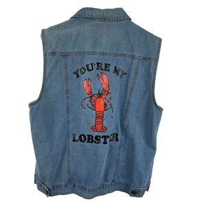 FRIENDS Blue Denim Vest with Red Lobster Design